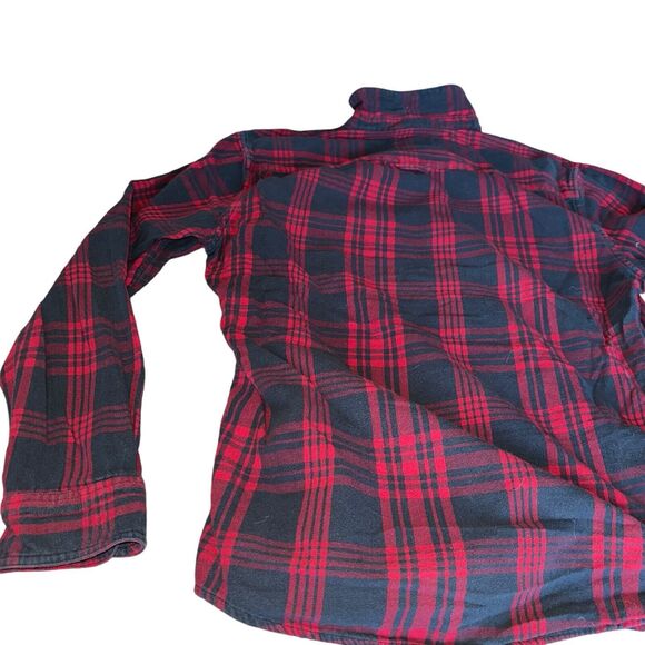Mens Flannel Shirt Large Red Buffalo Checked Plaid Lumberjack Fisherman - Picture 15 of 16